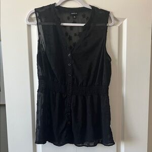 torrid Black Sleeveless Button-Front Smocked Peplum Top